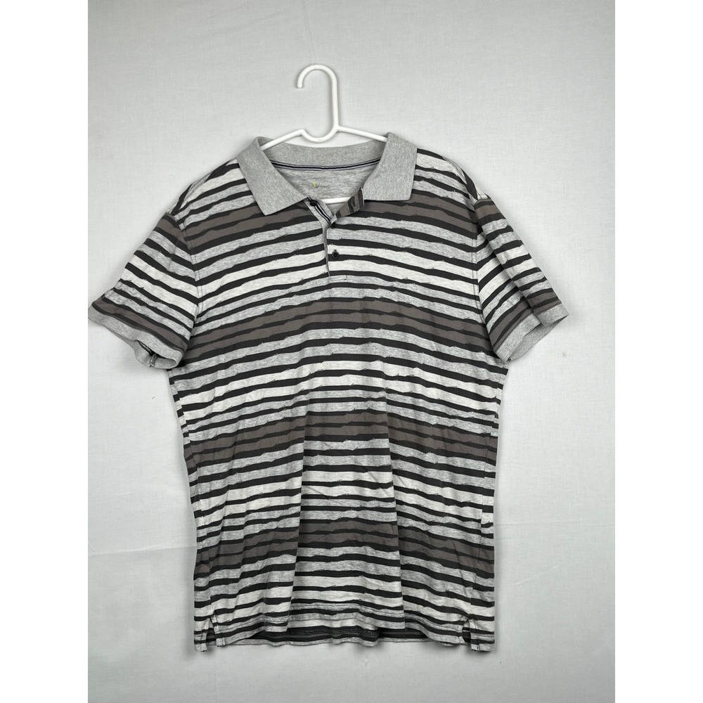 Rule 18 Bobby Jones Mens Polo Shirt XL Gray Charcoal Striped Cotton Short Sleeve